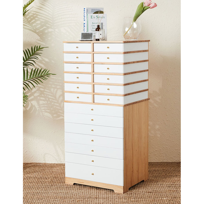 Multi-drawer solid wood jewelry cabinet