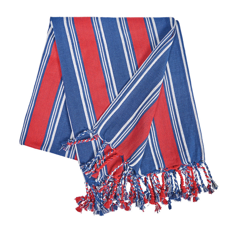 Gideon Stripe Red and Blue Cotton Patriotic Throw Blanket