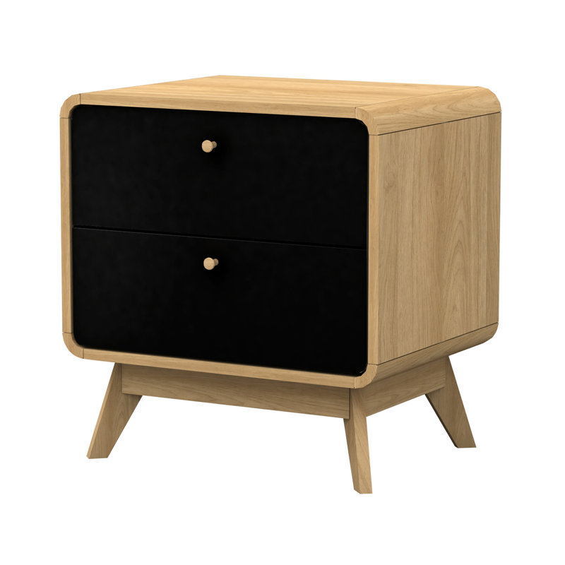 Maja 51cm W Manufactured Wood Bedside Table, Oak/Black
