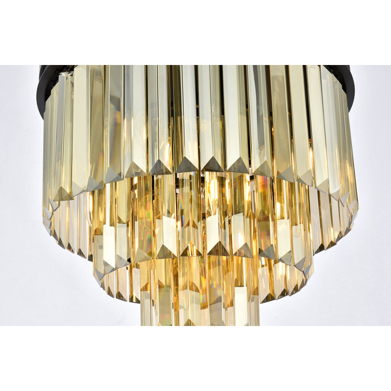 Yazmin Crystal Flush Mount, Matte Black, Smoky