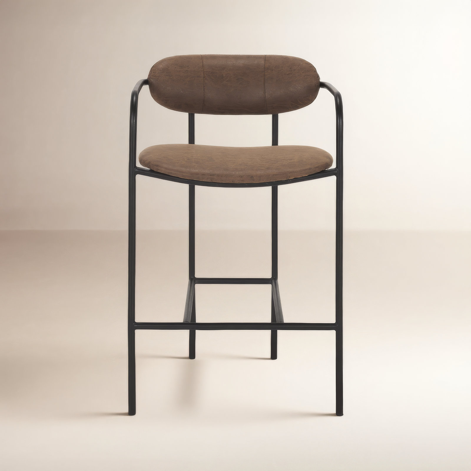 Belarus Fabric Seat Stool, Counter Stool (26.5" Seat Height), Muted Brown, Black