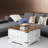 Coffee Table with Storage, Farmhouse Square Storage Coffee Table with Hinged Lift Top, Square Wood Center Table, Cocktail Table with Large Hidden Storage Compartment for Living Room-2101435720