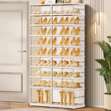 9Tiers 18-36 Pairs Plastic Stackable Shoe Storage Cabinet For Entryway Easy Assembly