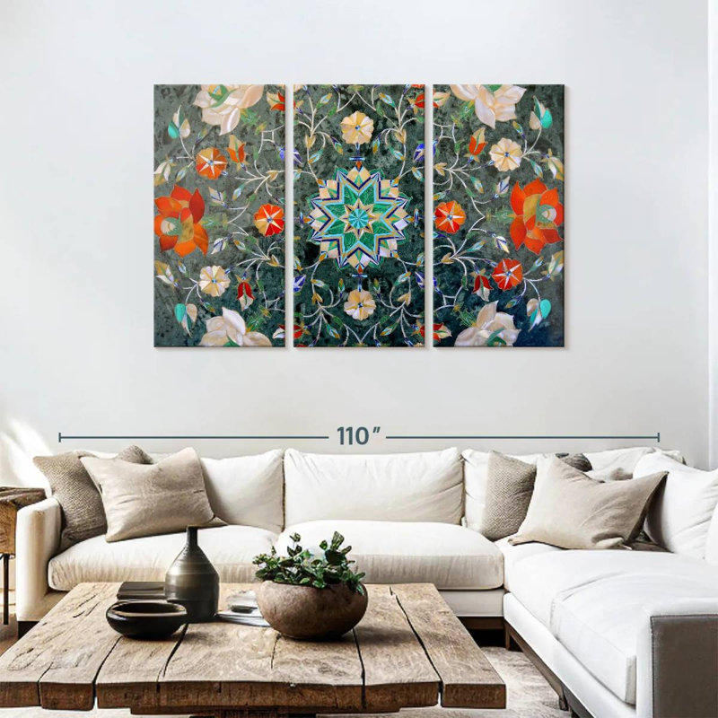 Fleur mosaïque Kerner, H 48 po x l 74 po