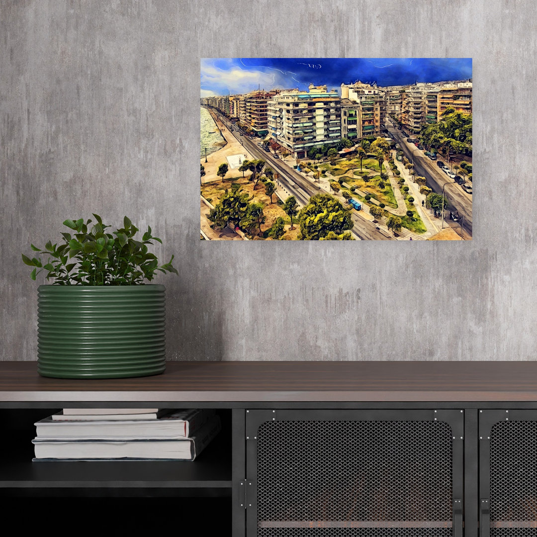 Vibrant Coastal Cityscape Vibrant Abstract Contemporary Architecture City Wall Art Print