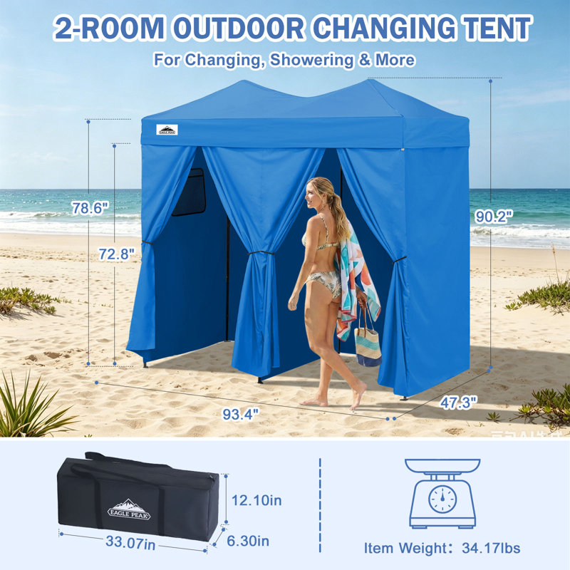 Portable Pop-Up Privacy Tent for 2 – Ideal for Camping, Beach, & Outdoor Shower, Bleu pâle