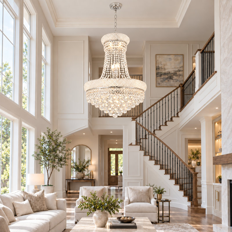 Lustre Empire en cristal Joffrey à 13 lumières et 6 niveaux avec chaîne ajustable