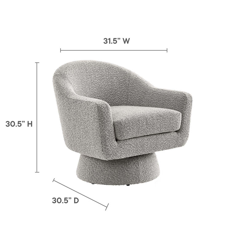 Modway Astral Boucle Fabric Swivel Chair, Taupe Polyester Blend