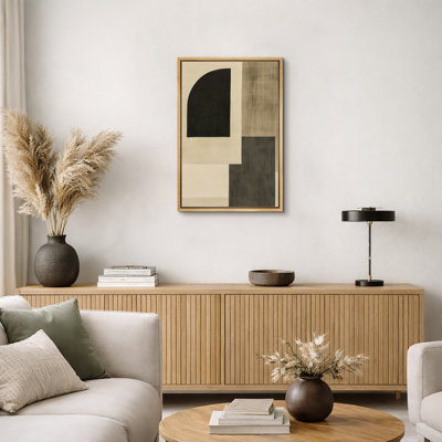 "Minimalist Earth Tone Abstract Shape", impression sur toile encadrée.