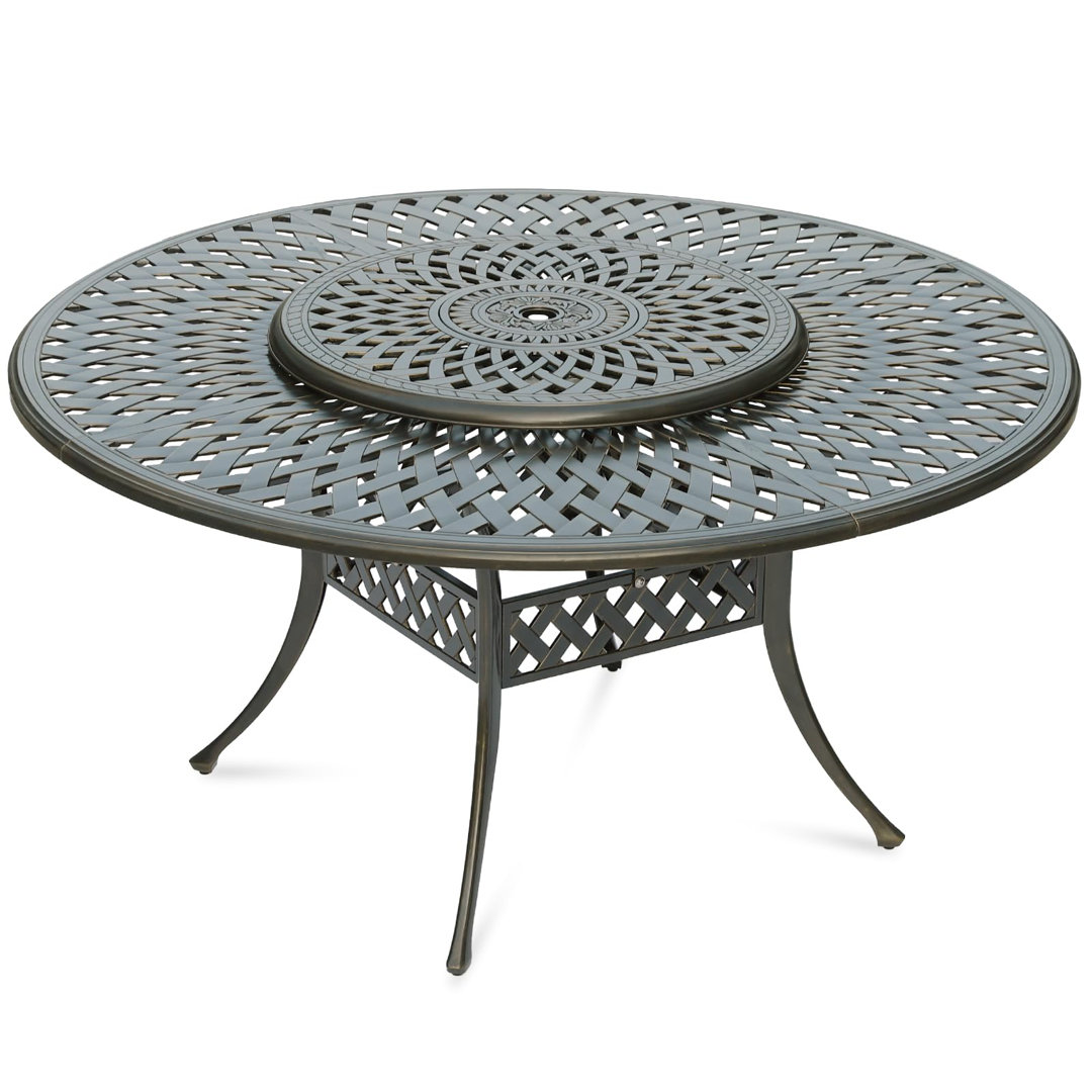 Cast Aluminum Rotating Dining Table Astoria Grand
