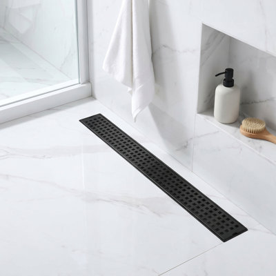 Modern Linear Grid With Hair Strainer And Lifting Hook For Bathroom Shower