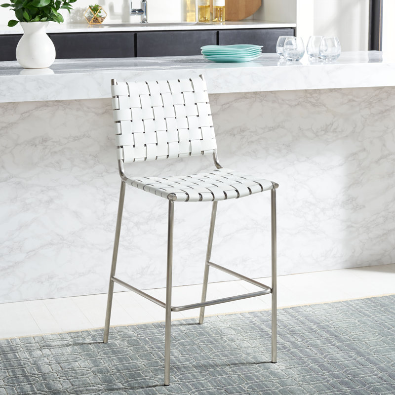 Tabouret de comptoir 26 po Ryland, Argent, Blanc