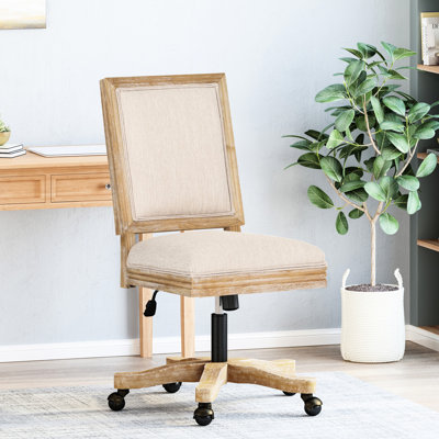 Fauteuil pivotant et relevable rustique à hauteur réglable beige et naturel pour espace de bureau avec fonction pivotante beige et naturel