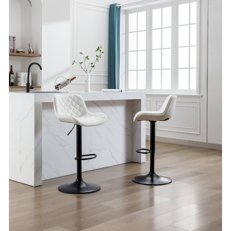 Tabouret tournant à hauteur réglable Henry, Blanc