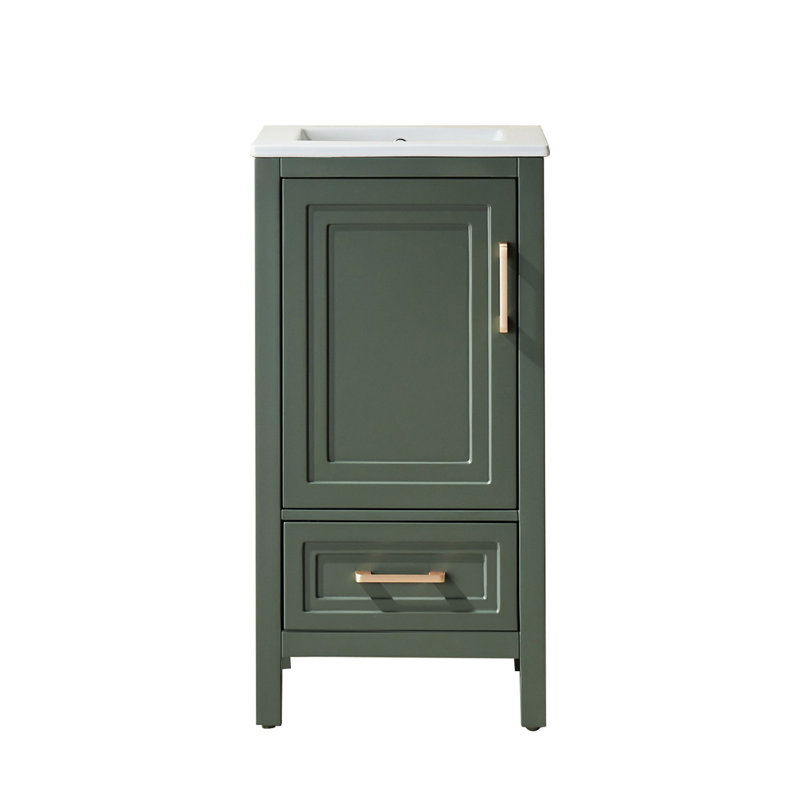 Ensemble de meuble-lavabo simple autoportant 18 po avec plateau 18 po, Noir, Blanc