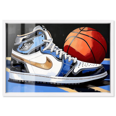 Sneaker and Basketball Blues Shadowbox Print Car Art by Art Remedy