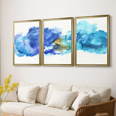 Waterscape I - Toile tendue avec châssis sur mesure - 3 pièces