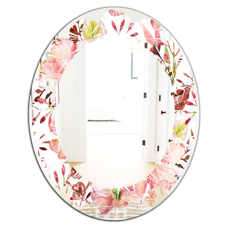 Modern Farmhouse Wall Mirror, 31.5" x 23.7" , Leaves Floral Botanical II