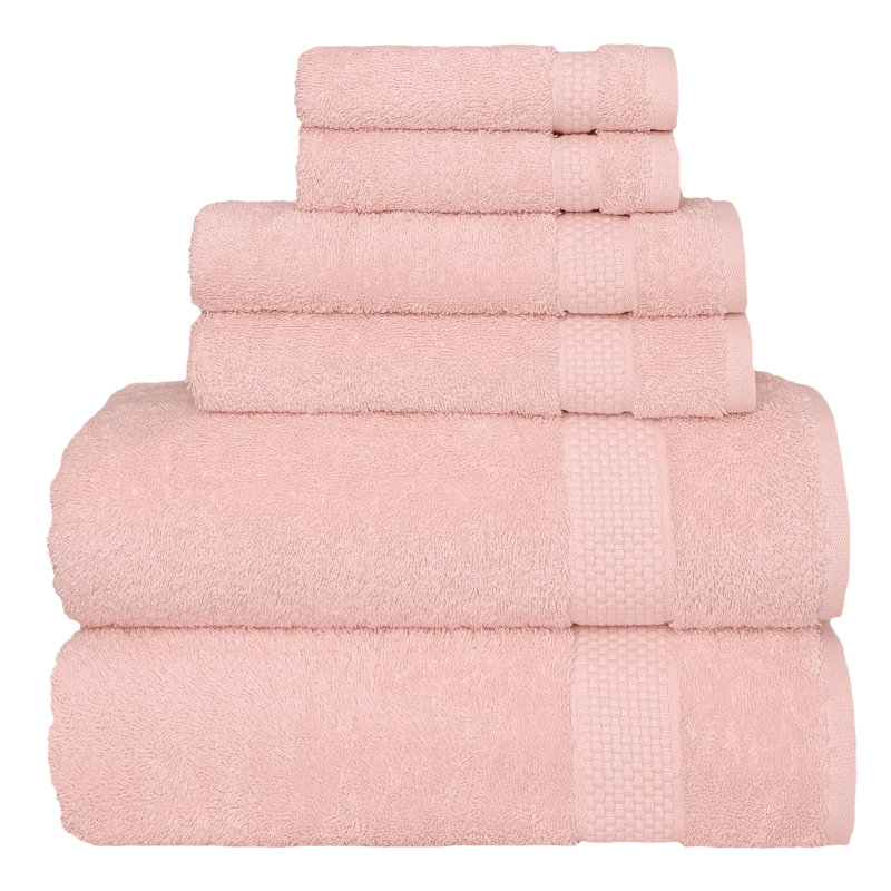 STARLIGHT 6 Piece Turkish Cotton Towel Set, Pink