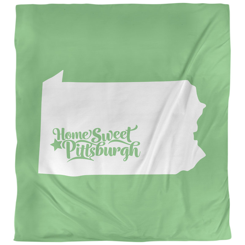 Housse de couette réversible simple Pittsburgh Pennsylvania, Vert, Housse de couette pour grand lit, Microfibre