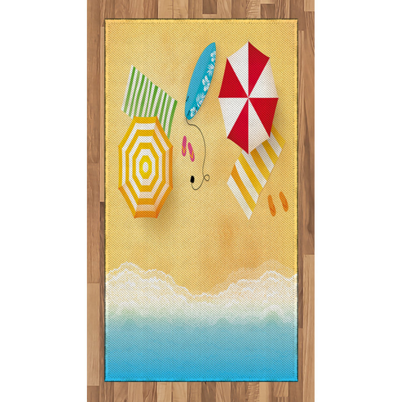 Tapis de plage décoratif à haute densité en fibre de polyester, Rectangle 2 pi 7 po x 5 pi