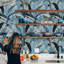 Tropical Wallpaper Blue Beige