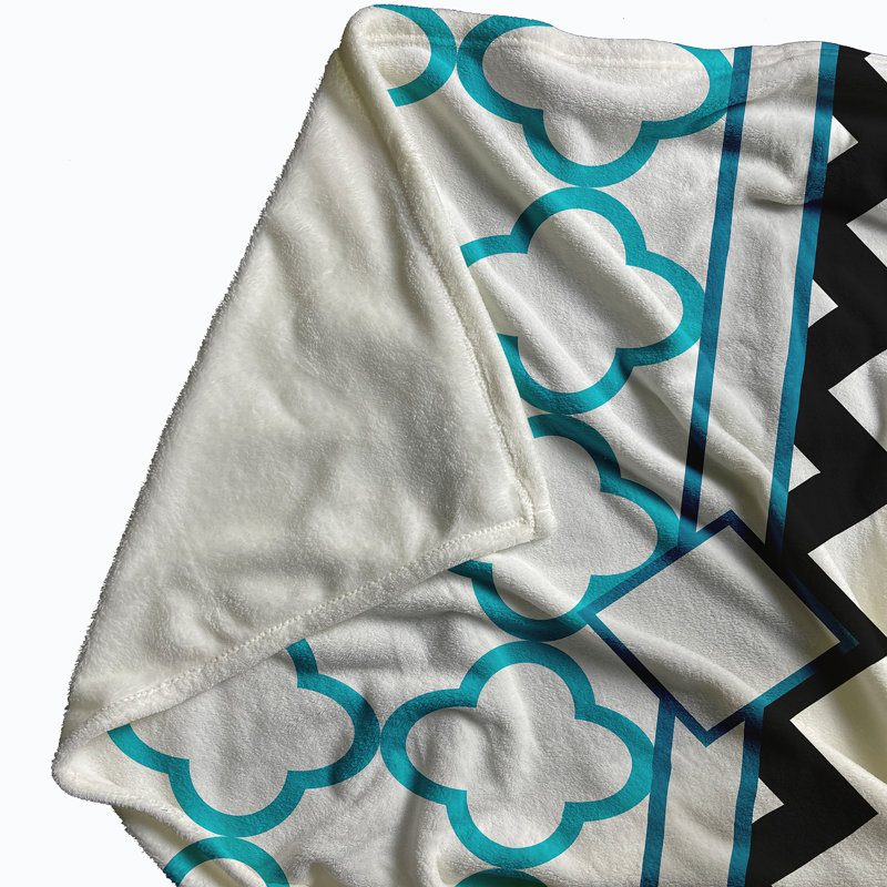 Emeline Plain Weave / Muslin Throw Blanket, Blue/Black