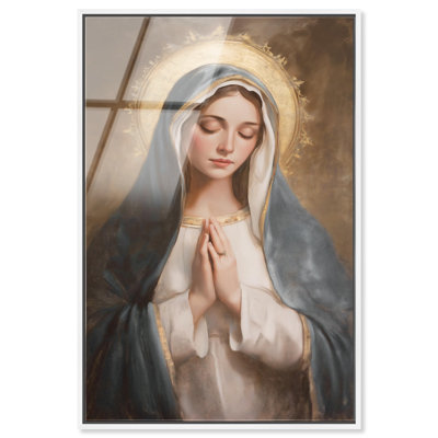 «Mother of Light in Prayer», décoration murale encadrée à imprimé acrylique par Art Remedy, cadre blanc, 16 x 24