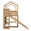 Lit mezzanine en bois avec glissade, tablettes de rangement et rampe d'escalade