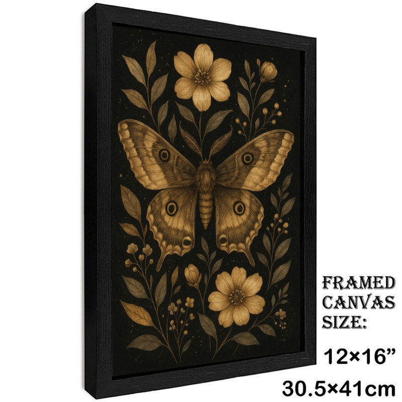 «Butterfly Illusion Moody», art moderne encadré noir rustique moderne - impressions florales encadrées, H 17 po x l 13 po