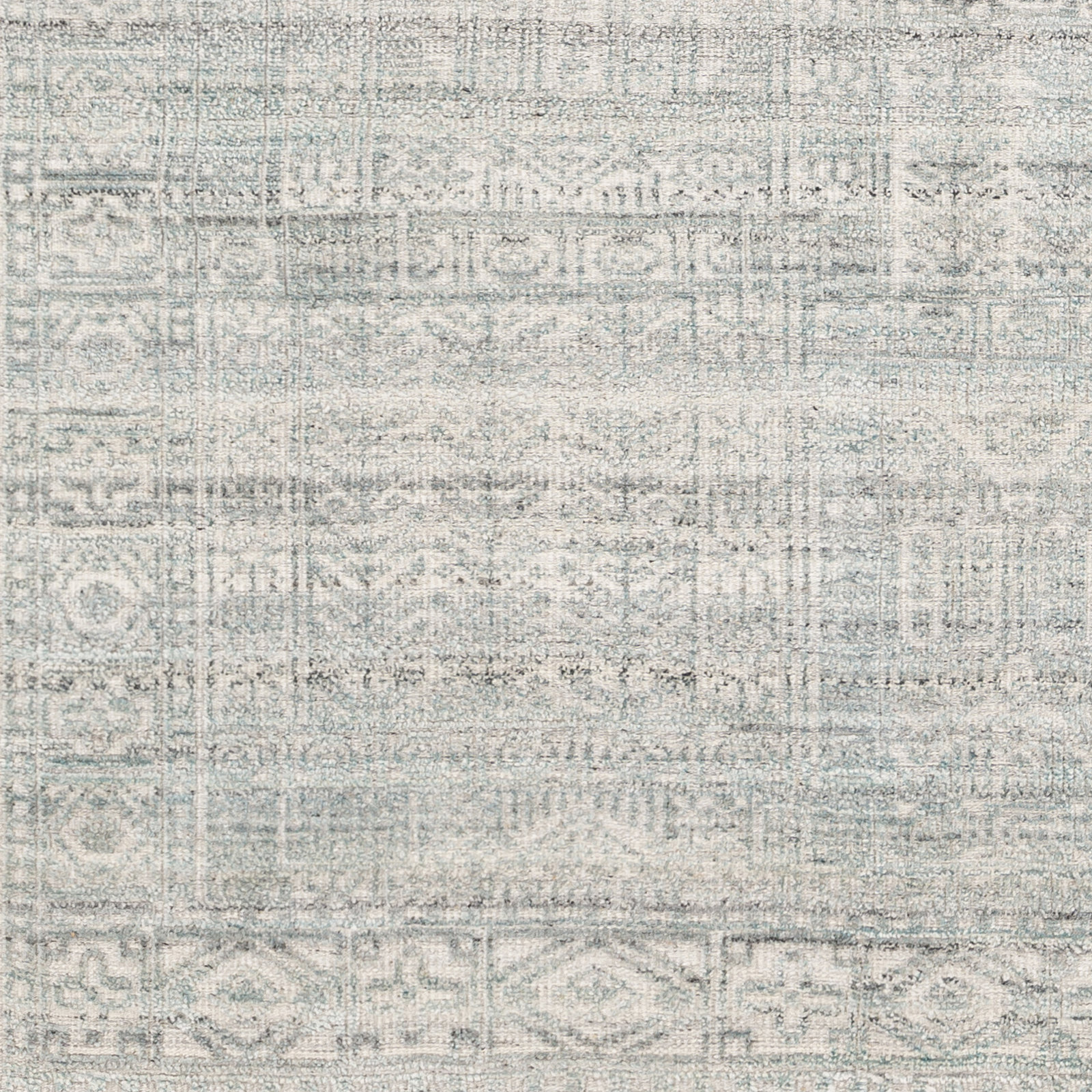 Indrakumar Teal Gray Hand-Knotted Rug, Rectangle 10' x 14'