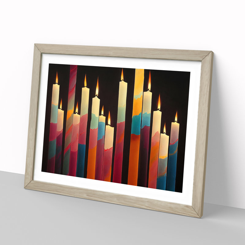 Candle Art Vol.3 - Picture Frame Print, 25cm H x 34cm W x 2cm D, Oak