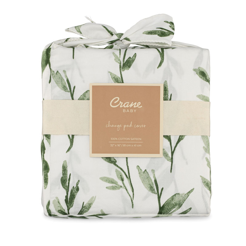 Leafy Floral Change Pad Cover, Fits Standard Size, 32" L, Gender Neutral, Crane Baby
