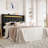 Modern Upholstered Bed Frame With RGB LED Lights, Charging Station & Geometric Wingback Headboard-523539503-523539472