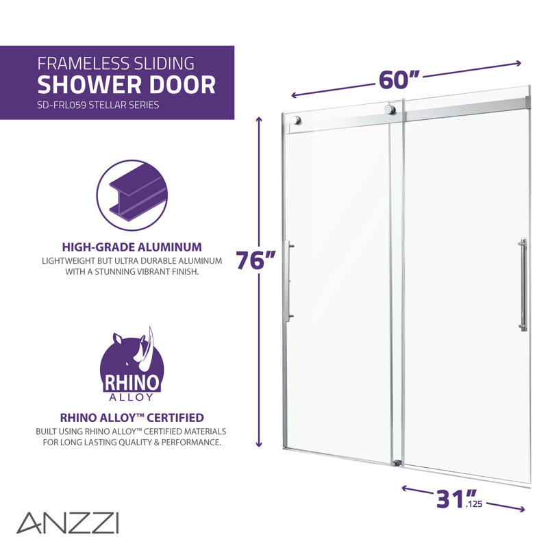 Stellar Matte Black Frameless Double Sliding Shower Door