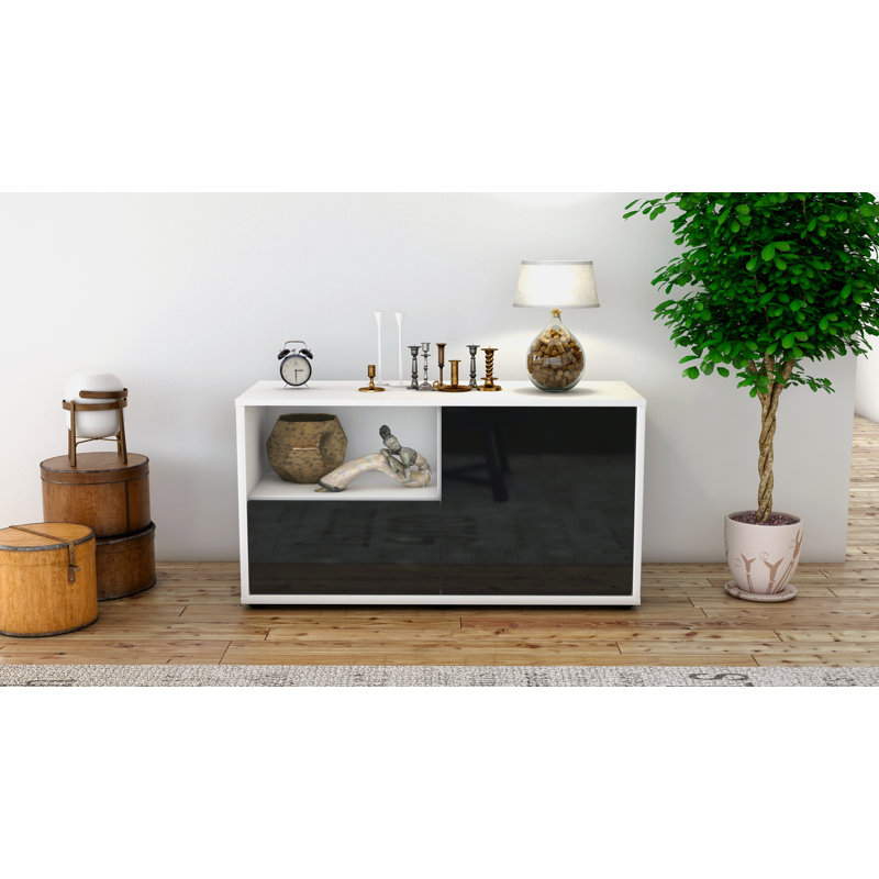 Jordy 92cm W 1 - Drawer Chest of Drawers, High-gloss Black / Matte White