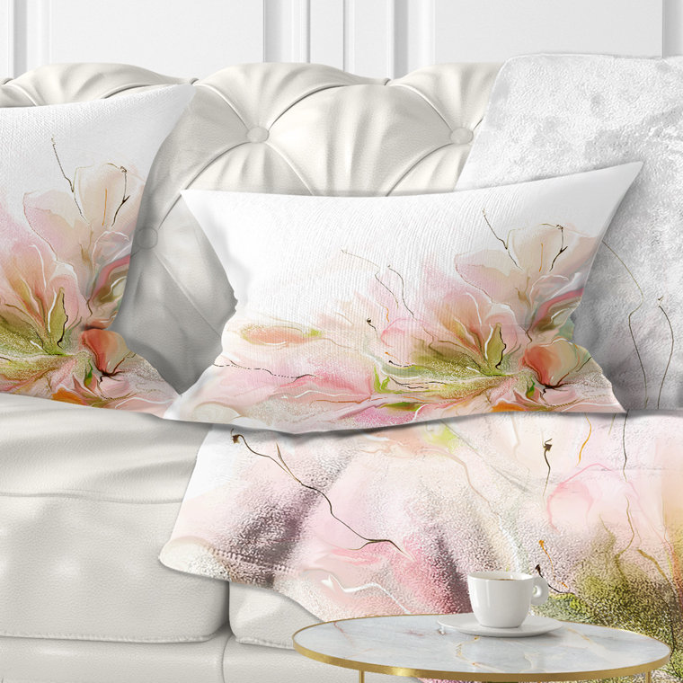 Floral Abstract Design on White - Coussin décoratif à imprimé floral