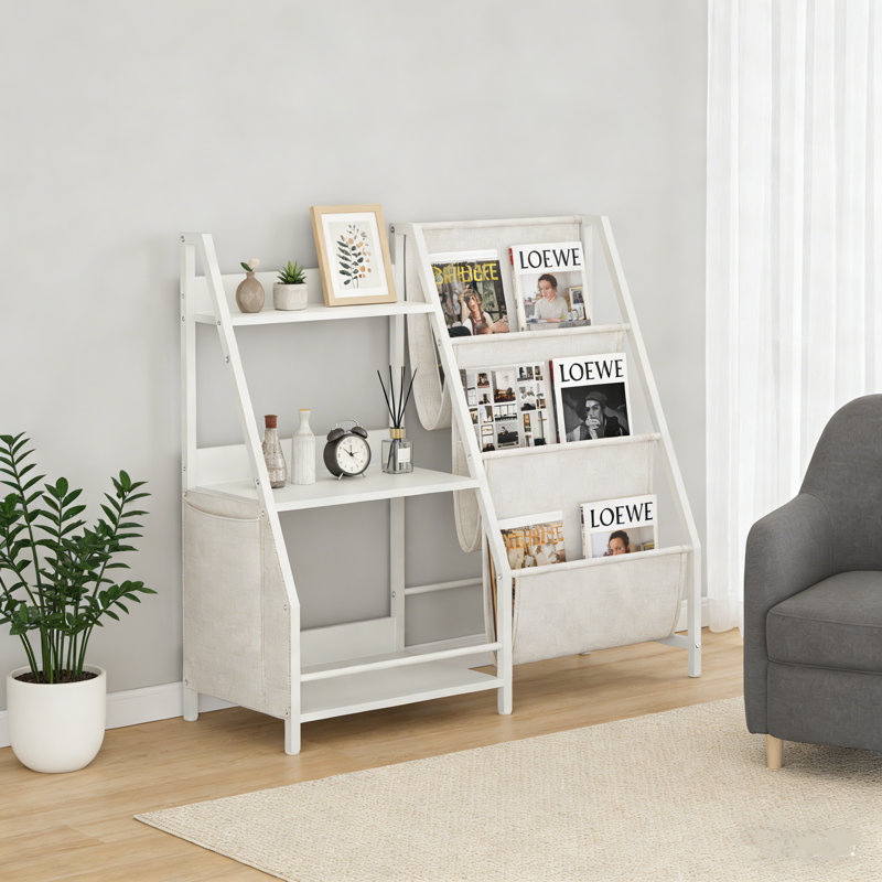 Bibliothèque 32,7 "en bois et tissu