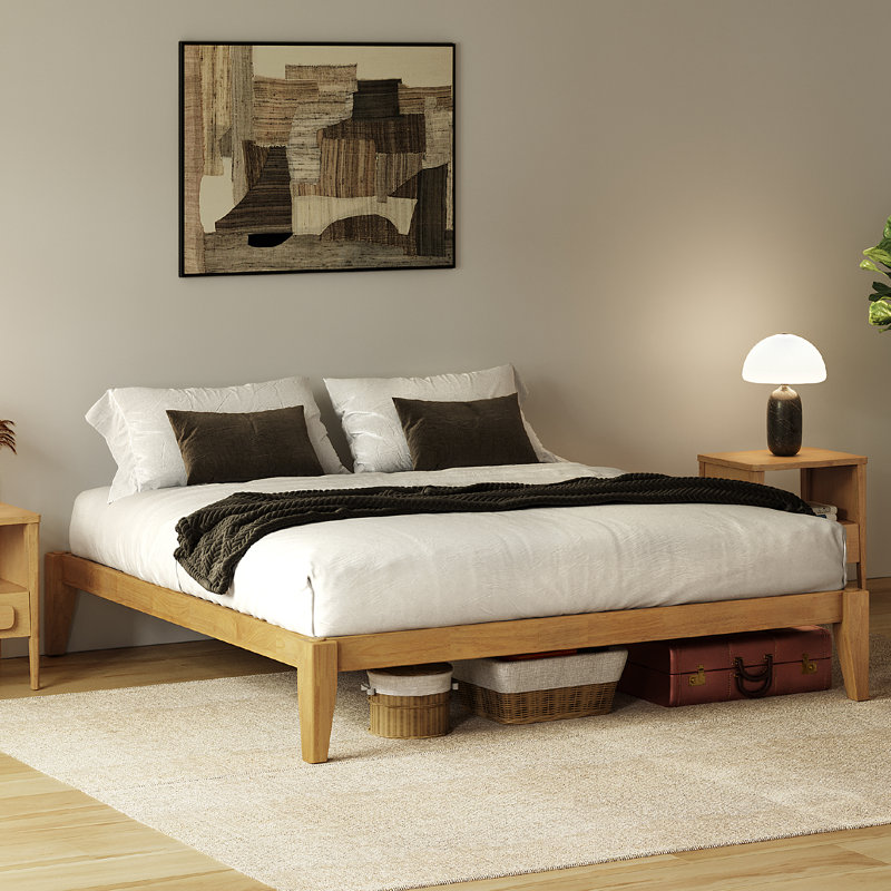 Carruthers Full Bed Frame - Solid Wood Platform Bed - Japanese Joinery Bed Frame - Wood Slat Support - No Box Spring Needed - Easy Assembly - Minimalist & Modern Style (Light Oak, Full)