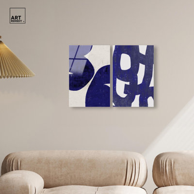Abstract Wall Art Acrylic Print Blue Abstract Wall Art Set by Art Remedy, Ready to Hang, 10 x 15