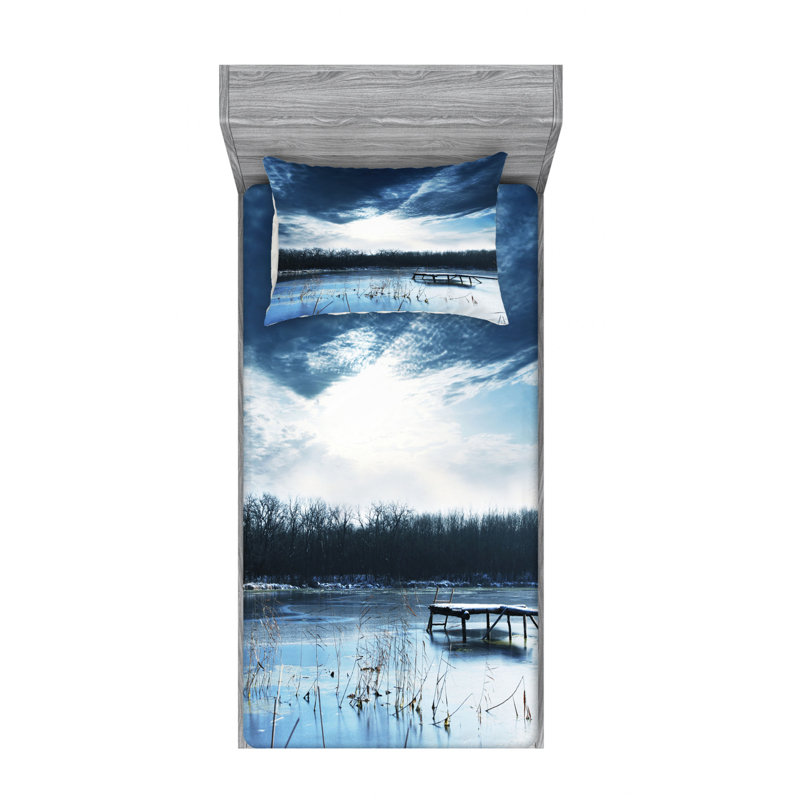 Ensemble de draps paysager of mountain, Ensemble de draps pour lit simple avec drap-housse