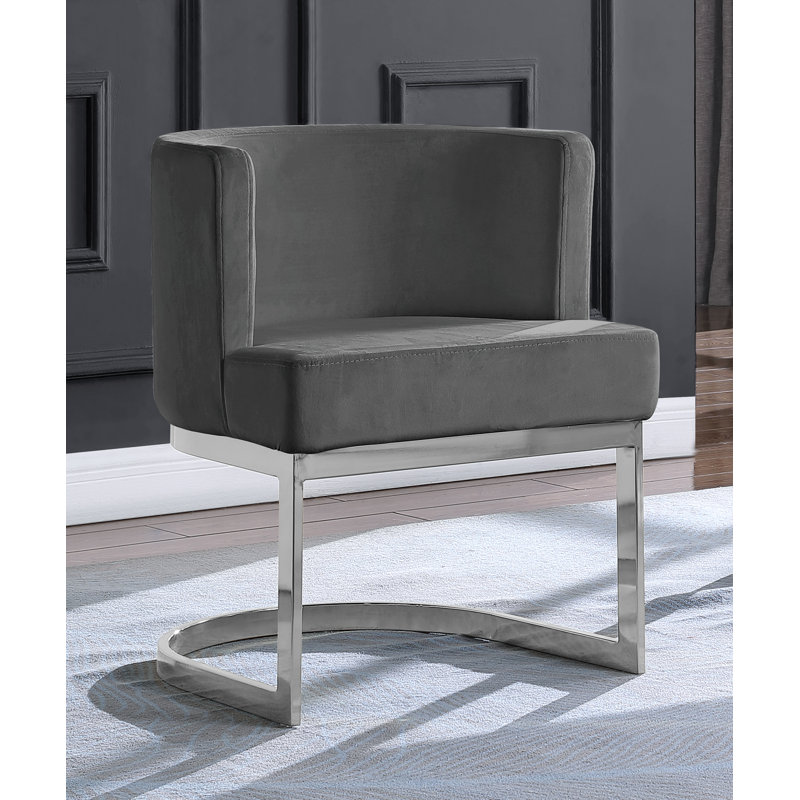 Chaise d'appoint en velours Dmitri, Gris foncé, Argent