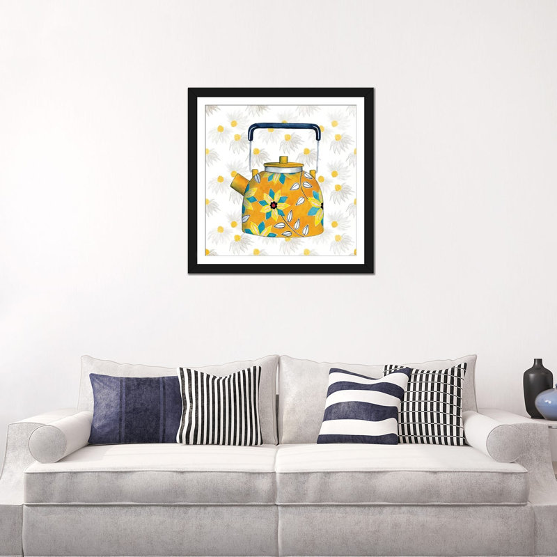 «Sweet Teapot III», impression sur toile, H 24 po x l 24 po x P 1 po, Papier d'art encadré noir, Blanc