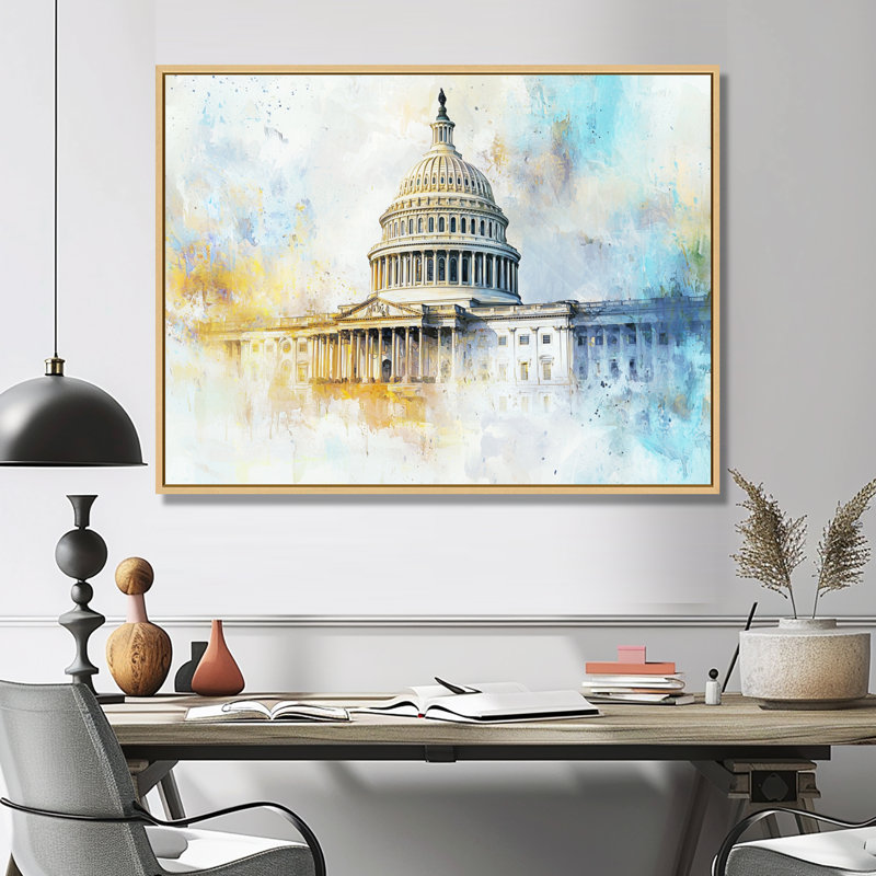 Chul - art mural patriotiste américain, H 12 po x l 20 po, Impression encadrée flottante, Crème, crème