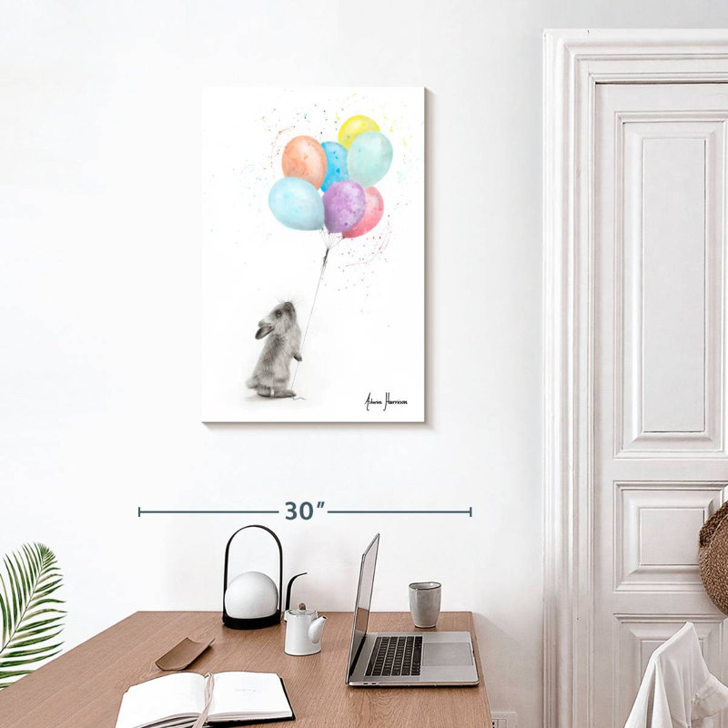 Brampt le lapin et les ballons, H 30 po x l 20 po