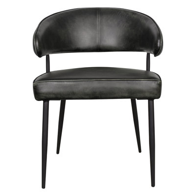 Fauteuil en cuir noir vieilli 23 po Brisbane Dover