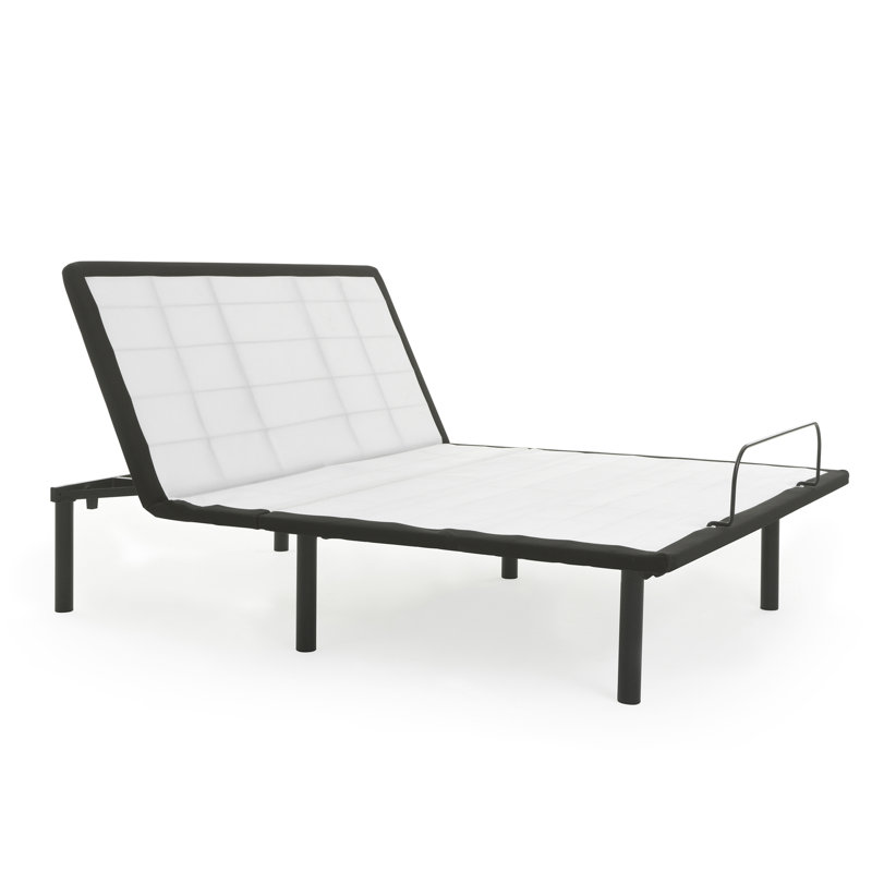 Base de lit en métal pour grand lit réglable avec fonction tête haute - gris, télécommande câblée pour réduire l'inconfort articulaire, améliorer la conception en métal, les positions optimales,