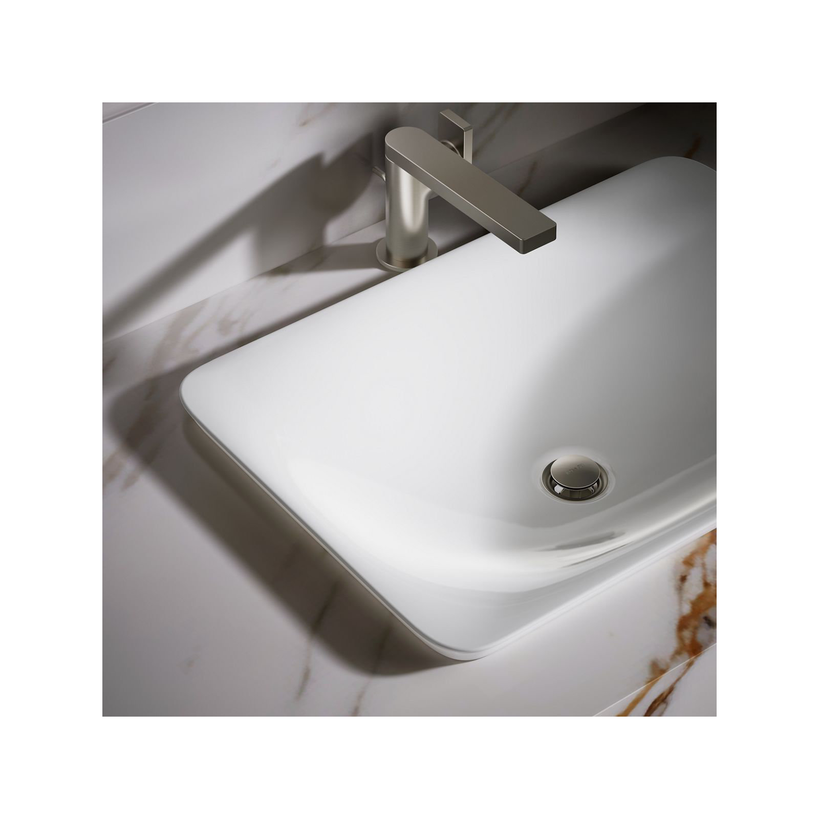 Carillon Ceramic Rectangular Drop-in Bathroom Sink, White