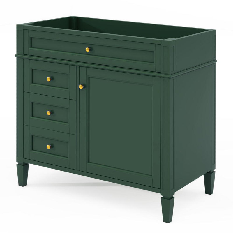 Meuble-lavabo de salle de bain sans lavabo, Vert, Or