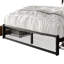 Lit plateforme double en métal avec rangement brun-106491488-106491487